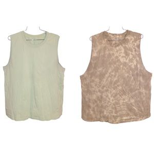 2 Lululemon All Yours Tank Tops Marmoleado Tie Dye Lemon Chiffon Trench Size 10